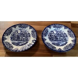 8” Salad Plates Royal Stafford Stage Coach Fine Earthenware England Set of 2